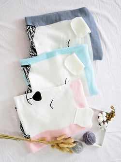 Cute White Bear Pattern Knitted Blanket for Babies Toddlers Boys Girls