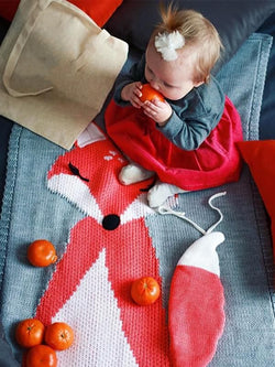 Cute Fox Pattern Knitted Blanket for Babies Toddlers Boys Girl