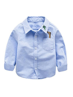 Embroidered Cotton Long-sleeved Shirt Top for Toddler Boys