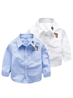Embroidered Cotton Long-sleeved Shirt Top for Toddler Boys