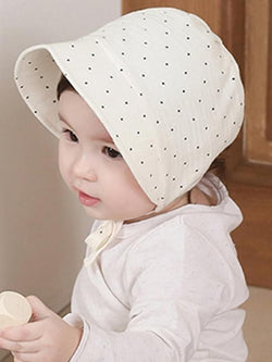 Dots Printed Straps Cotton Windproof Sunhat for Babies
