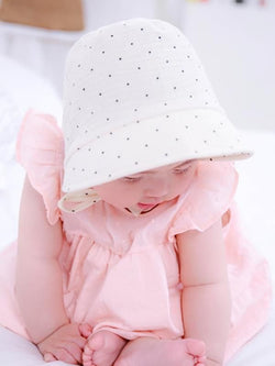 Dots Printed Straps Cotton Windproof Sunhat for Babies