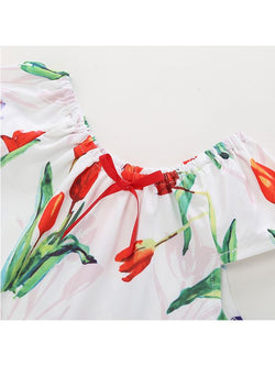 Hot Sale Clorful Tulips Printed Romper Bodysuit For Baby Girls