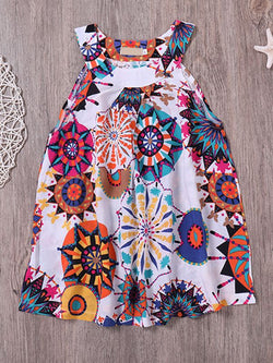 Floral Printed Sleeveless Baby Girls Suspender Dress
